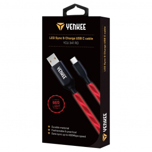 Yenkee YCU 341 RD LED-es szinkronizáló és töltőkábel 1m piros